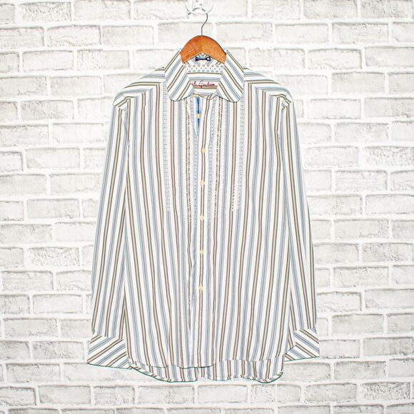 Robert Graham Men's Button up Shirt Striped embroidered front Size Large - Picture 1 of 8